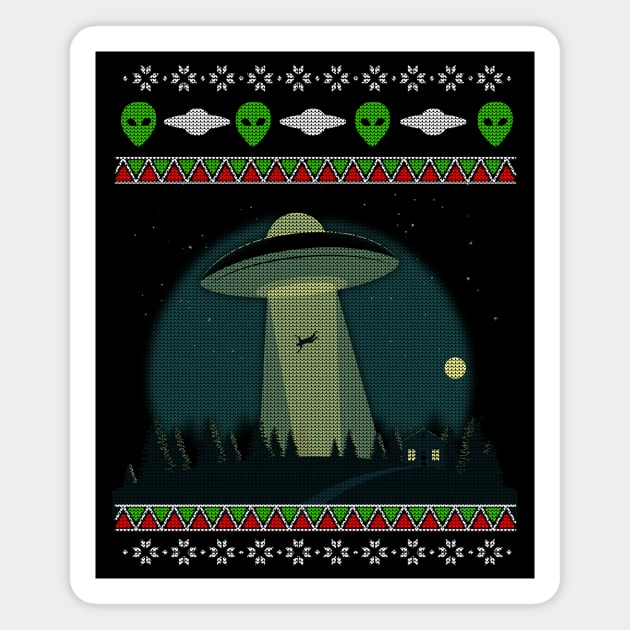 UFO Alien Abduction Ugly Christmas Sweater Magnet by Area51Merch